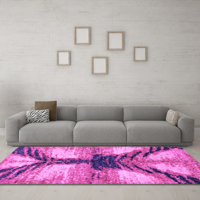 Machine Washable Abstract Purple Modern Area Rugs in a Living Room, wshabs2538pur