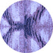 Round Abstract Blue Modern Rug, abs2538blu