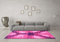 Machine Washable Abstract Pink Modern Rug, wshabs2538pnk