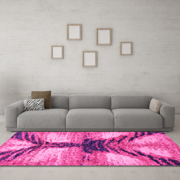 Machine Washable Abstract Pink Modern Rug in a Living Room, wshabs2538pnk