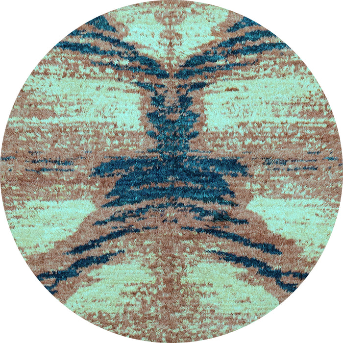 Round Abstract Light Blue Modern Rug, abs2538lblu