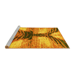 Sideview of Machine Washable Abstract Yellow Modern Rug, wshabs2538yw