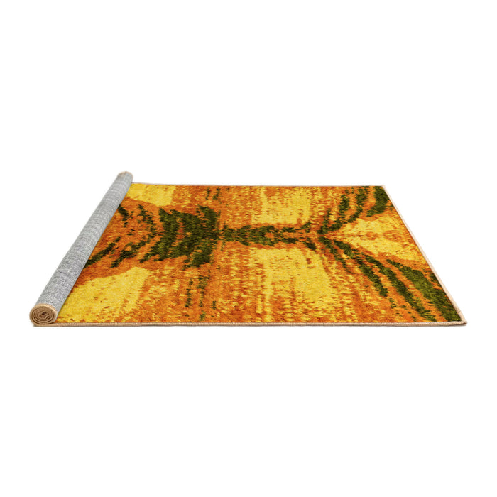 Sideview of Machine Washable Abstract Yellow Modern Rug, wshabs2538yw