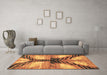 Machine Washable Abstract Brown Modern Rug in a Living Room,, wshabs2538brn