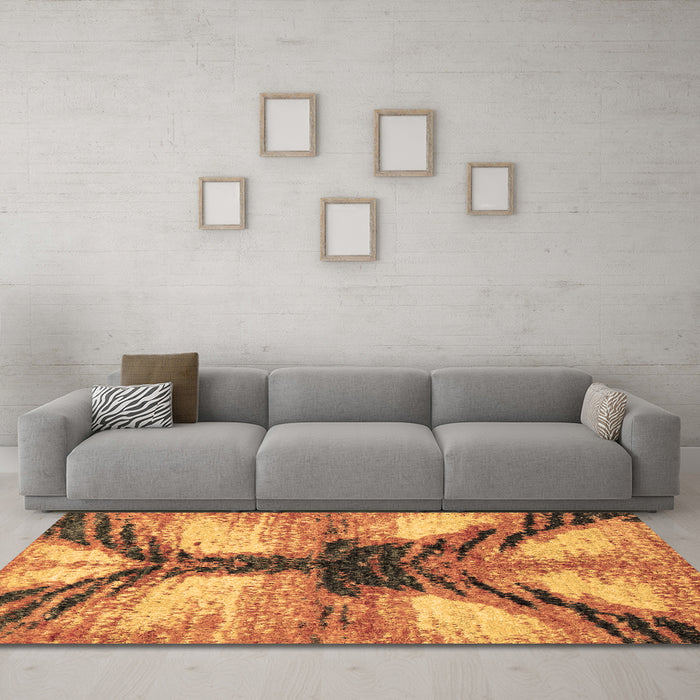 Machine Washable Abstract Brown Modern Rug in a Living Room,, wshabs2538brn