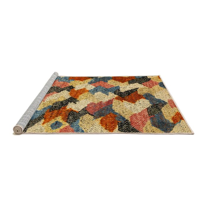 Sideview of Machine Washable Abstract Metallic Gold Rug, wshabs2539