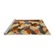 Sideview of Machine Washable Abstract Metallic Gold Rug, wshabs2539