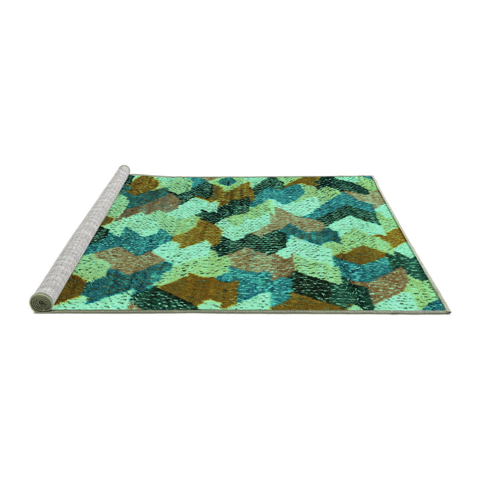 Sideview of Machine Washable Abstract Turquoise Modern Area Rugs, wshabs2539turq