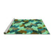 Sideview of Machine Washable Abstract Turquoise Modern Area Rugs, wshabs2539turq