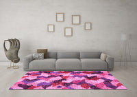 Machine Washable Abstract Pink Modern Rug, wshabs2539pnk