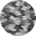 Round Machine Washable Abstract Gray Modern Rug, wshabs2539gry