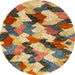 Round Machine Washable Abstract Metallic Gold Rug, wshabs2539