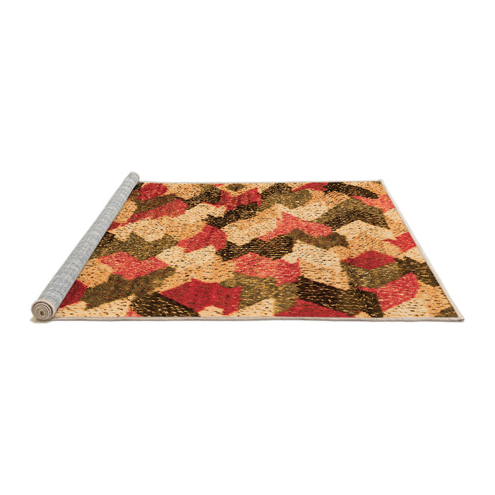 Sideview of Machine Washable Abstract Orange Modern Area Rugs, wshabs2539org