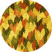 Round Machine Washable Abstract Yellow Modern Rug, wshabs2539yw