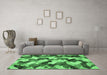 Machine Washable Abstract Emerald Green Modern Area Rugs in a Living Room,, wshabs2539emgrn