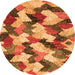 Round Abstract Orange Modern Rug, abs2539org