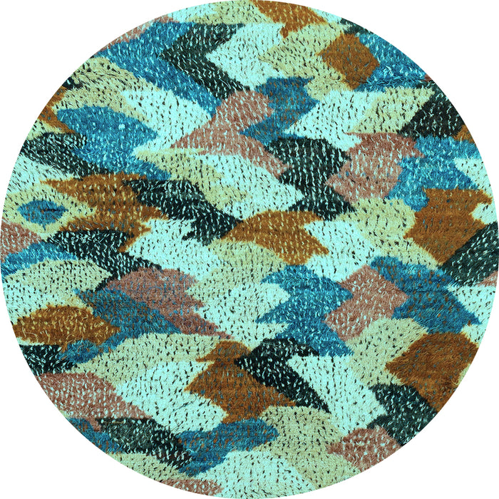 Round Abstract Light Blue Modern Rug, abs2539lblu