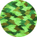 Round Machine Washable Abstract Green Modern Area Rugs, wshabs2539grn