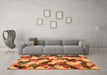 Machine Washable Abstract Orange Modern Area Rugs in a Living Room, wshabs2539org