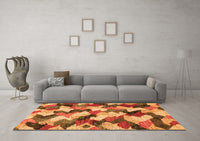 Machine Washable Abstract Orange Modern Rug, wshabs2539org