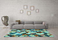 Machine Washable Abstract Light Blue Modern Rug, wshabs2539lblu