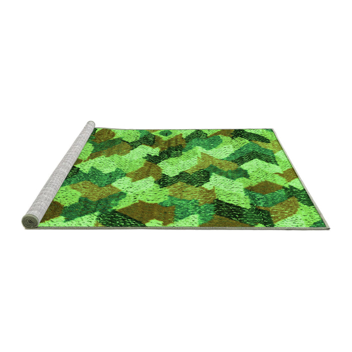 Sideview of Machine Washable Abstract Green Modern Area Rugs, wshabs2539grn