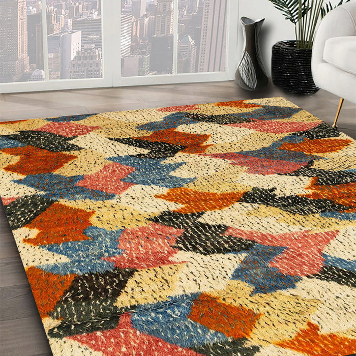 Machine Washable Abstract Metallic Gold Rug in a Family Room, wshabs2539