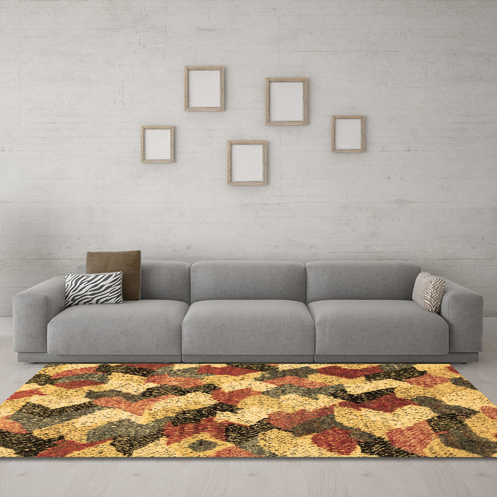 Machine Washable Abstract Brown Modern Rug in a Living Room,, wshabs2539brn
