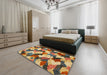 Machine Washable Abstract Metallic Gold Rug in a Bedroom, wshabs2539