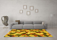 Machine Washable Abstract Yellow Modern Rug, wshabs2539yw