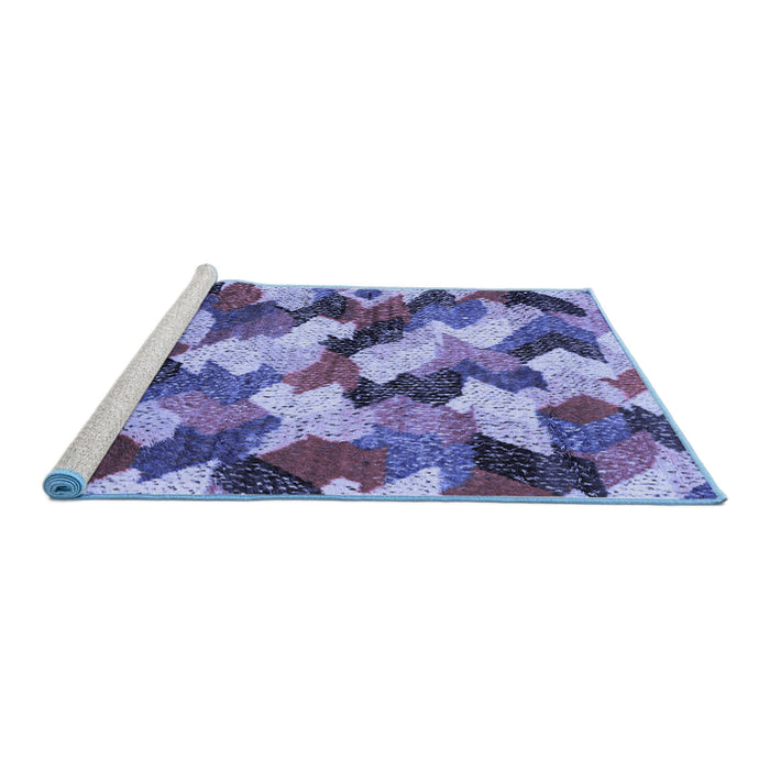 Sideview of Machine Washable Abstract Blue Modern Rug, wshabs2539blu