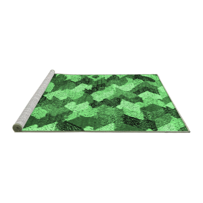 Sideview of Machine Washable Abstract Emerald Green Modern Area Rugs, wshabs2539emgrn