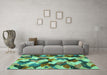 Machine Washable Abstract Turquoise Modern Area Rugs in a Living Room,, wshabs2539turq