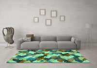 Machine Washable Abstract Turquoise Modern Rug, wshabs2539turq