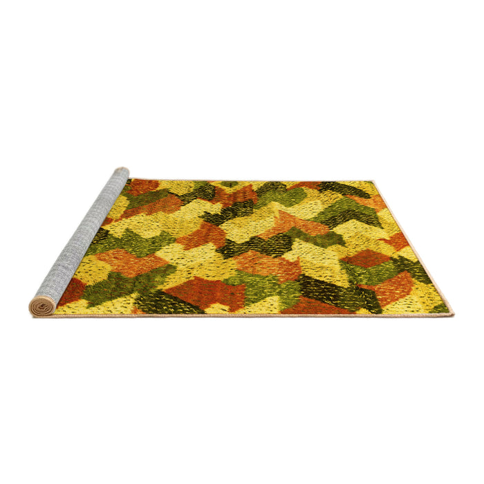 Sideview of Machine Washable Abstract Yellow Modern Rug, wshabs2539yw