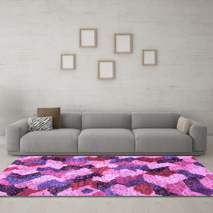 Machine Washable Abstract Purple Modern Area Rugs in a Living Room, wshabs2539pur