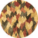 Round Machine Washable Abstract Brown Modern Rug, wshabs2539brn