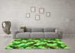 Machine Washable Abstract Green Modern Area Rugs in a Living Room,, wshabs2539grn