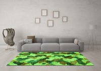 Machine Washable Abstract Green Modern Rug, wshabs2539grn