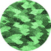 Round Abstract Emerald Green Modern Rug, abs2539emgrn