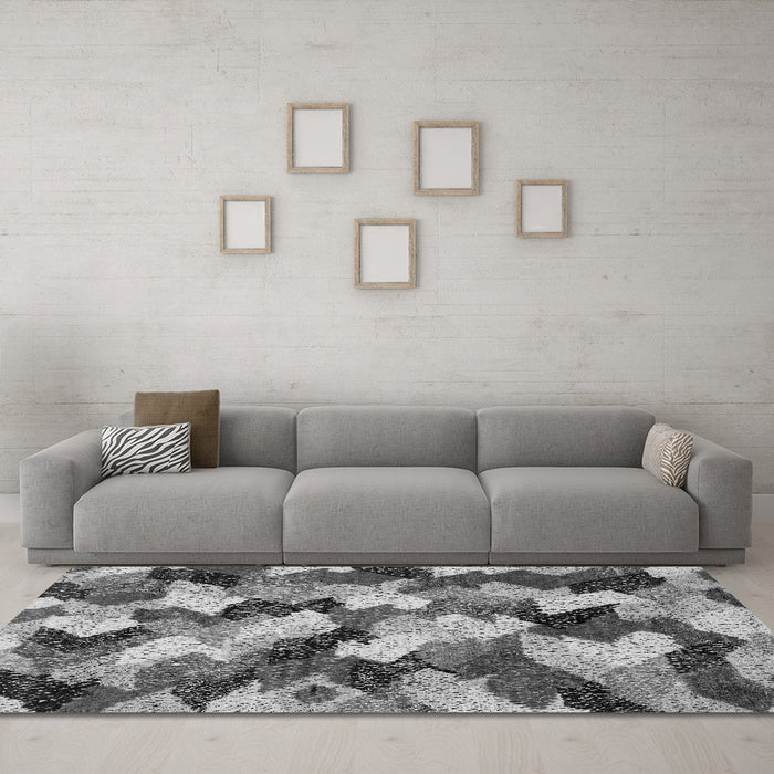 Machine Washable Abstract Gray Modern Rug in a Living Room,, wshabs2539gry