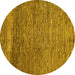 Round Machine Washable Abstract Yellow Modern Rug, wshabs253yw