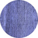 Round Abstract Blue Modern Rug, abs253blu