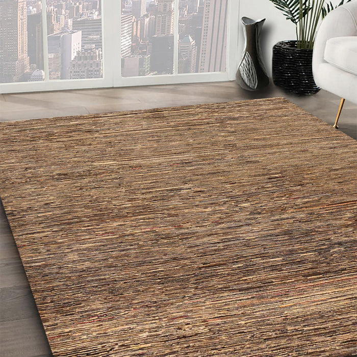 Abstract Dark Sienna Brown Modern Rug in Family Room, abs253
