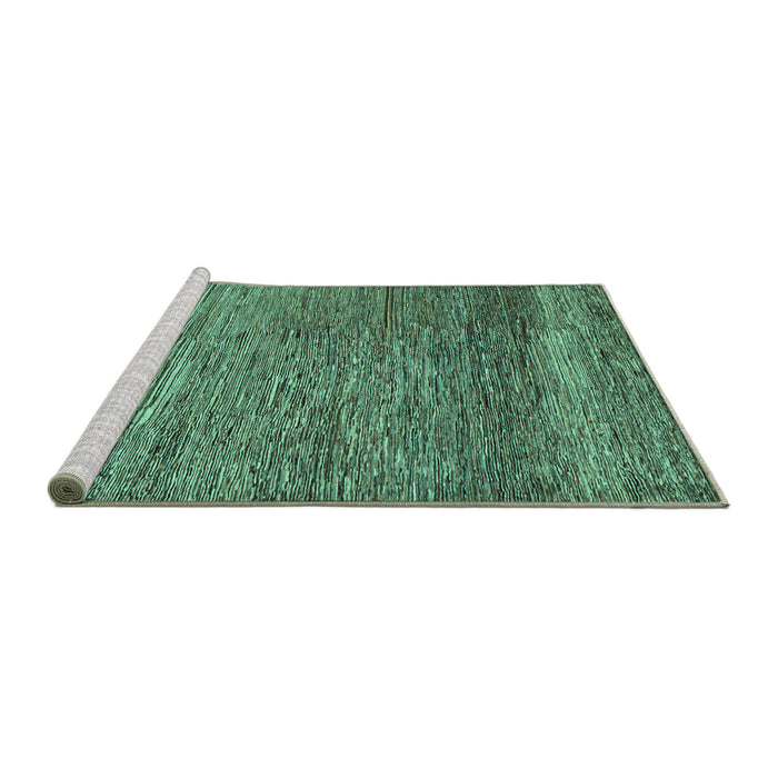 Sideview of Machine Washable Abstract Turquoise Modern Area Rugs, wshabs253turq