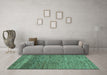 Machine Washable Abstract Turquoise Modern Area Rugs in a Living Room,, wshabs253turq