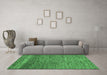 Machine Washable Abstract Emerald Green Modern Area Rugs in a Living Room,, wshabs253emgrn