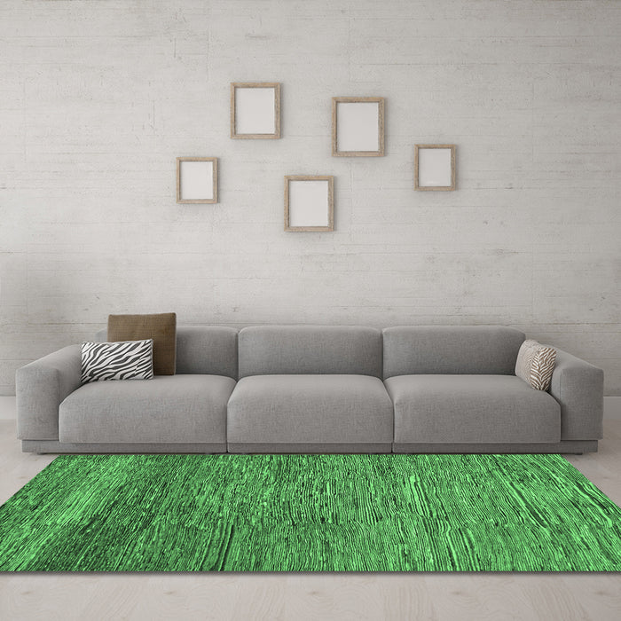 Machine Washable Abstract Emerald Green Modern Area Rugs in a Living Room,, wshabs253emgrn