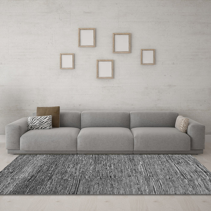 Machine Washable Abstract Gray Modern Rug in a Living Room,, wshabs253gry