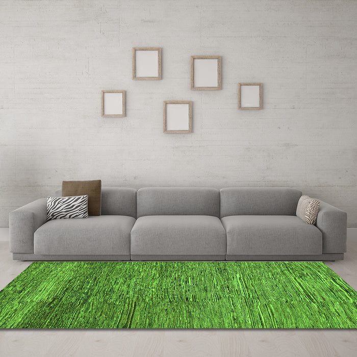 Machine Washable Abstract Green Modern Area Rugs in a Living Room,, wshabs253grn